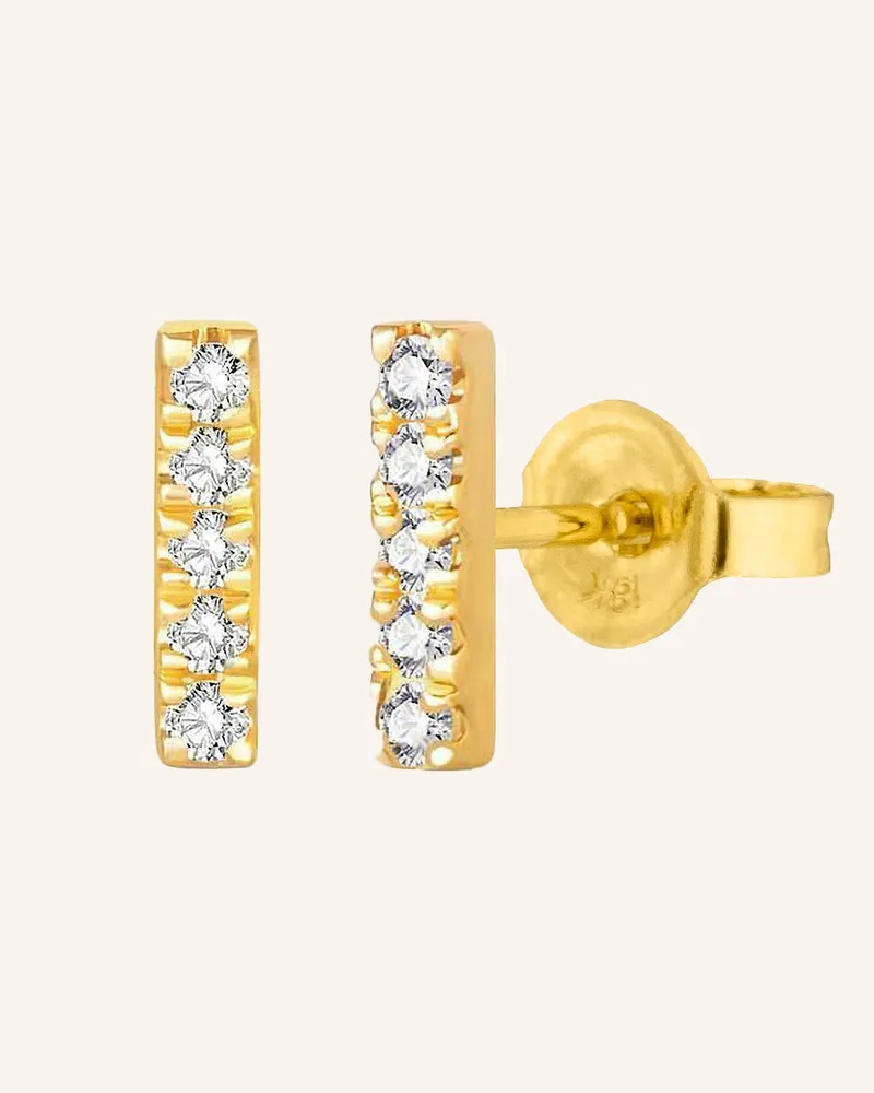 Leaf Ohrstecker BAR aus 18 Karat Gelbgold mit Diamanten Gold