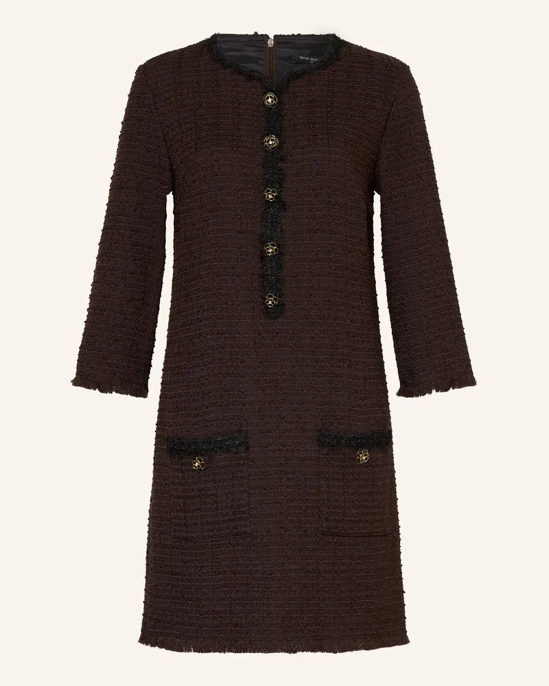 ana alcazar Bouclé-Kleid Mit 3/4-Arm Und Schmucksteinen braun Dunkelbraun