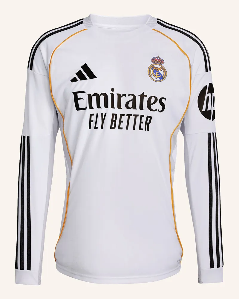 adidas REAL MADRID 25/26 LONG SLEEVE HEIMTRIKOT Weiss