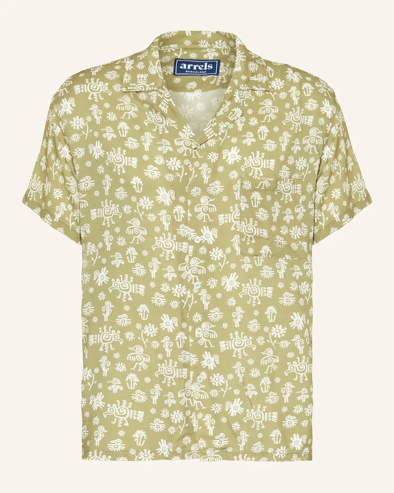 Arrels Barcelona Resorthemd Black Mexican Birds × Marion Deuchars Comfort Fit gruen Grün
