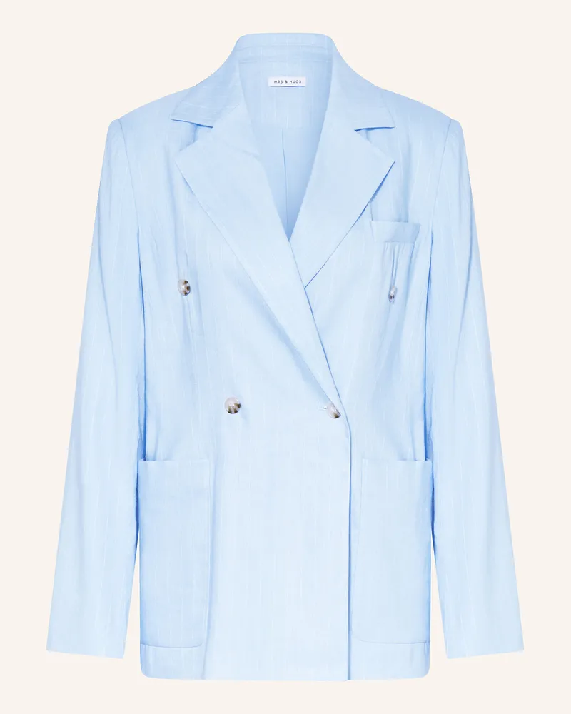 Mrs & HUGS Blazer mit Leinen Hellblau