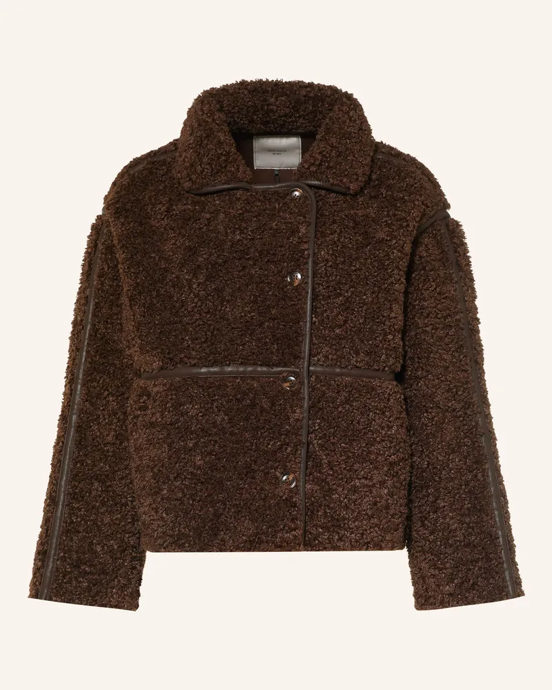 Neo Noir Teddyfell-Jacke Castor braun Dunkelbraun