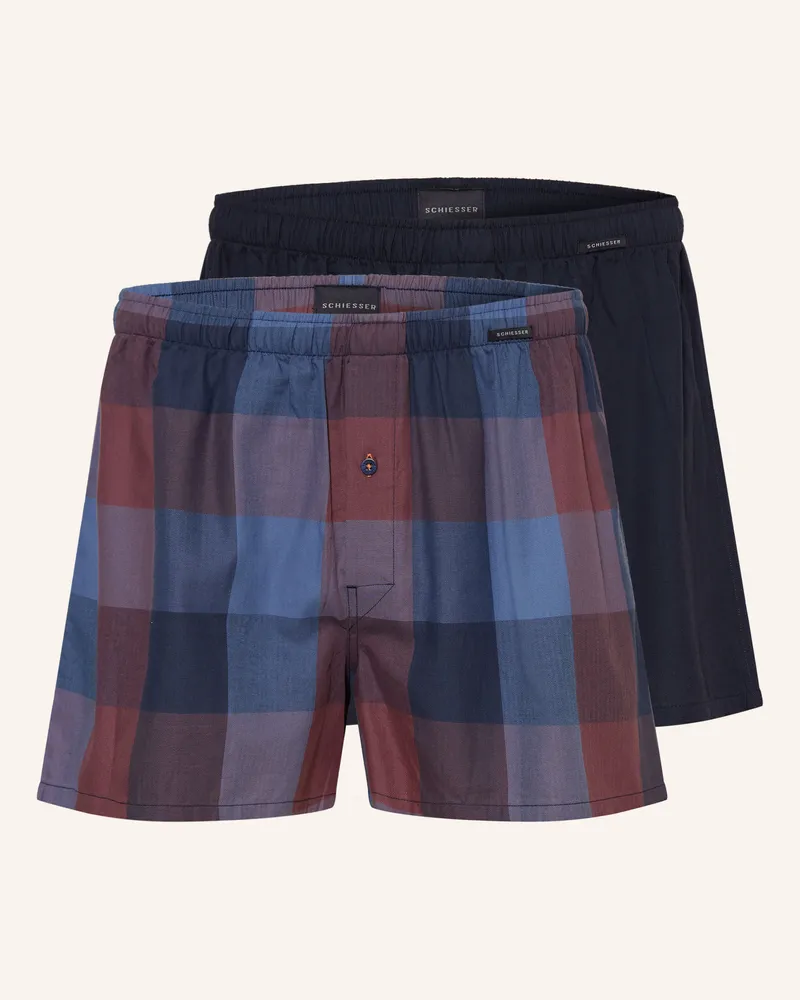 Schiesser 2er-Pack Web-Boxershorts blau Dunkelblau