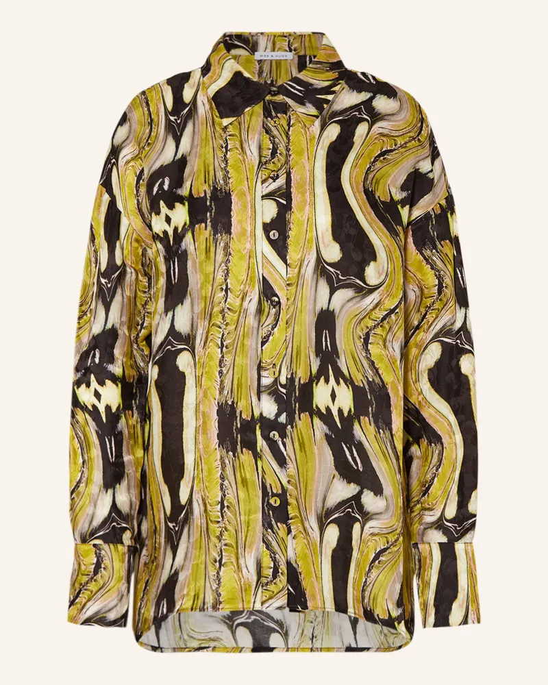 Mrs & HUGS Oversized-Hemdbluse Dunkelgelb