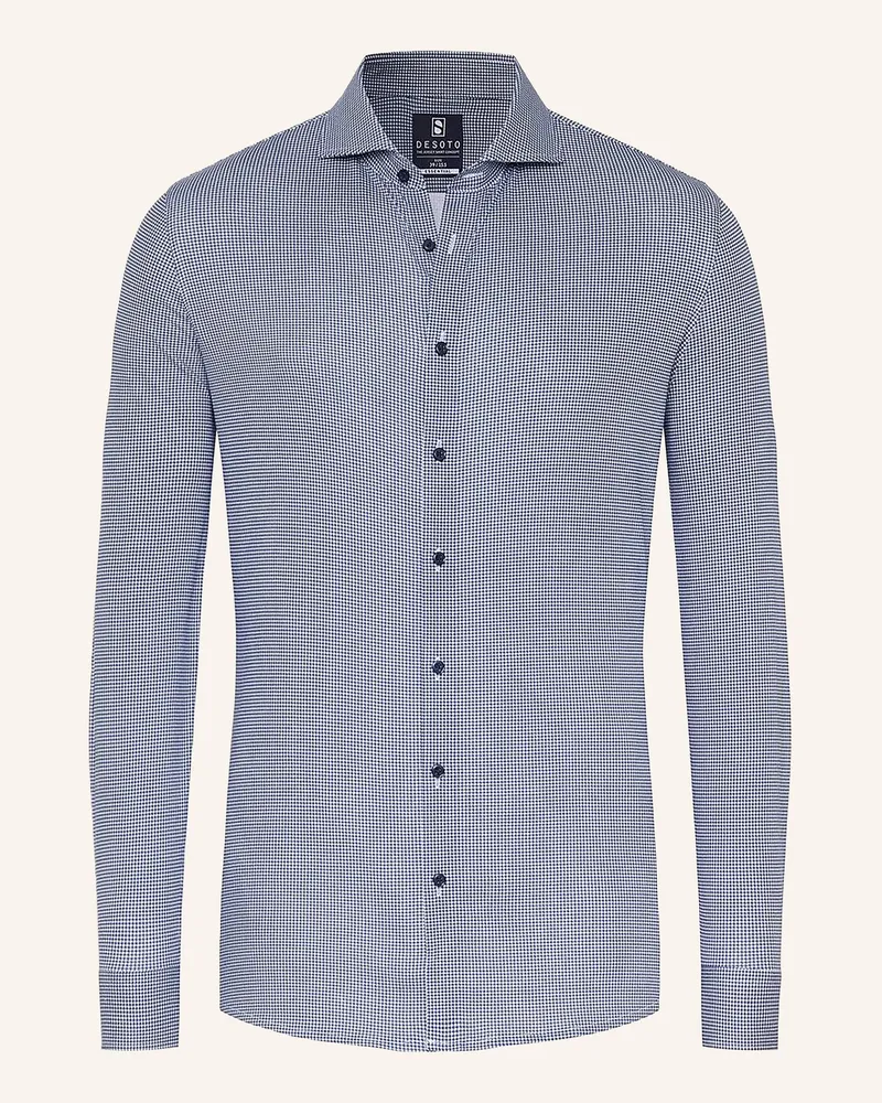 DESOTO Jerseyhemd Slim Fit blau Weiss