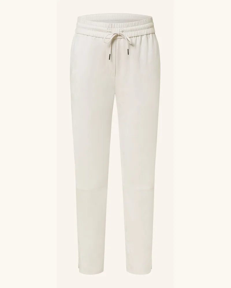 Juvia Hose Im Jogging-Stil In Lederoptik weiss Creme
