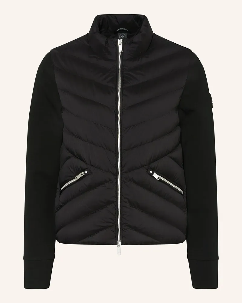 Moose Knuckles Daunenjacke im Materialmix Schwarz