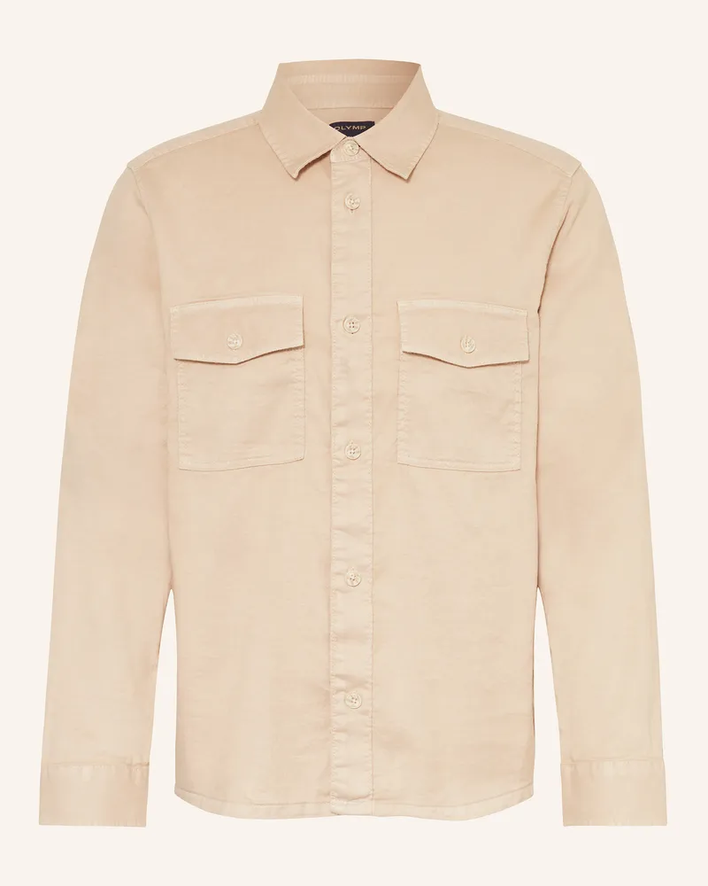 Olymp Overshirt Casual regular fit mit Leinen Beige