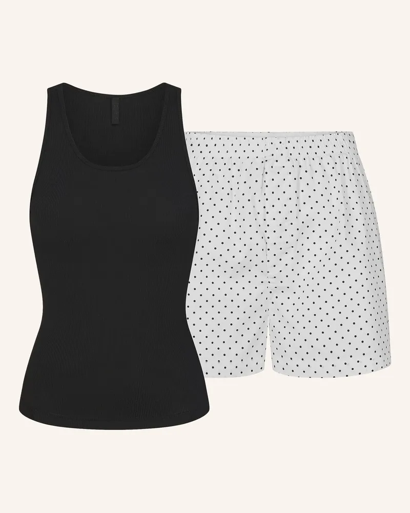 SKIMS Shorty-Schlafanzug Cotton Poplin schwarz Onyx