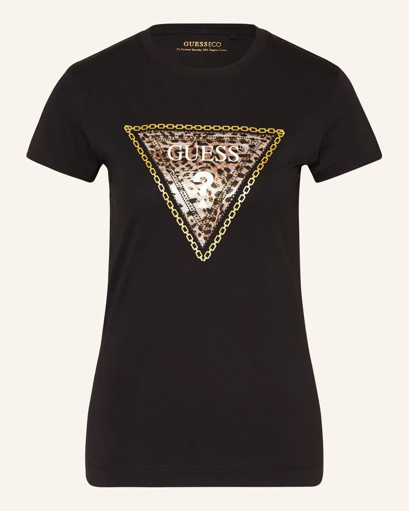 Guess T-Shirt mit Schmucksteinen Schwarz