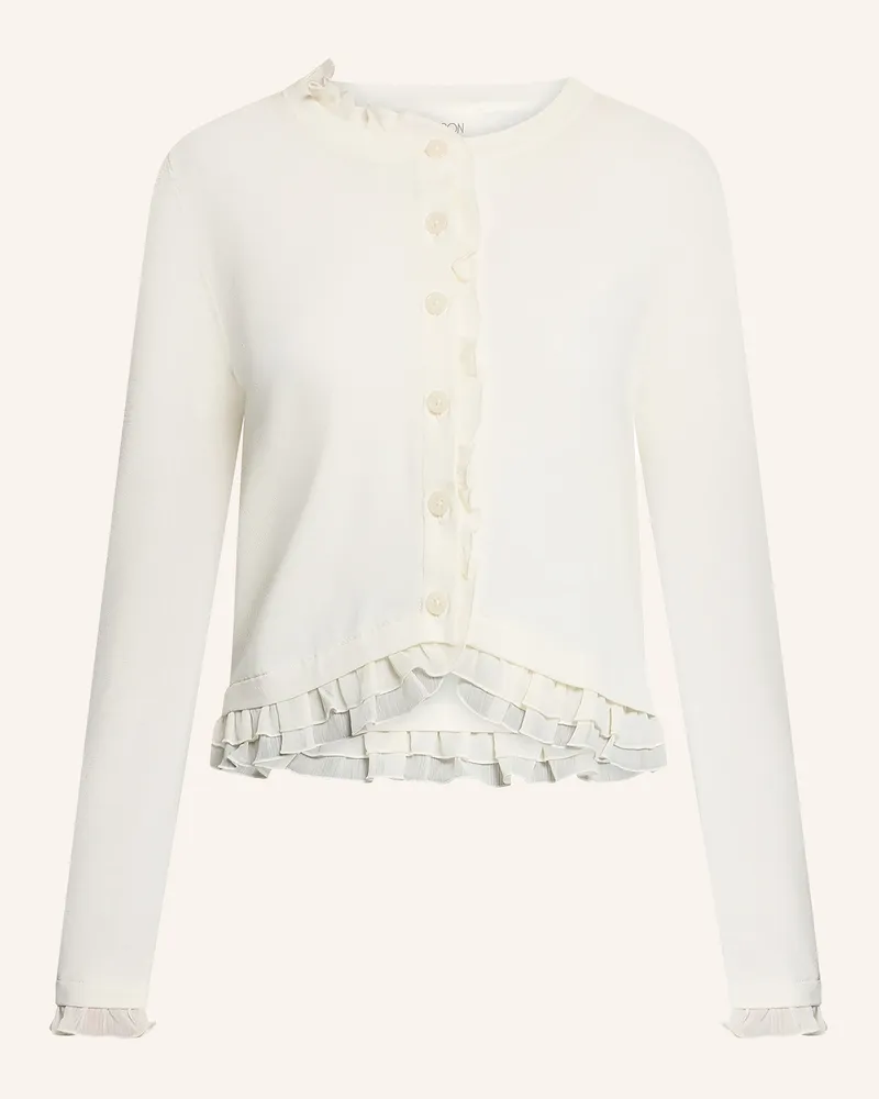 Cartoon Strickjacke Mit Rüschen weiss Creme