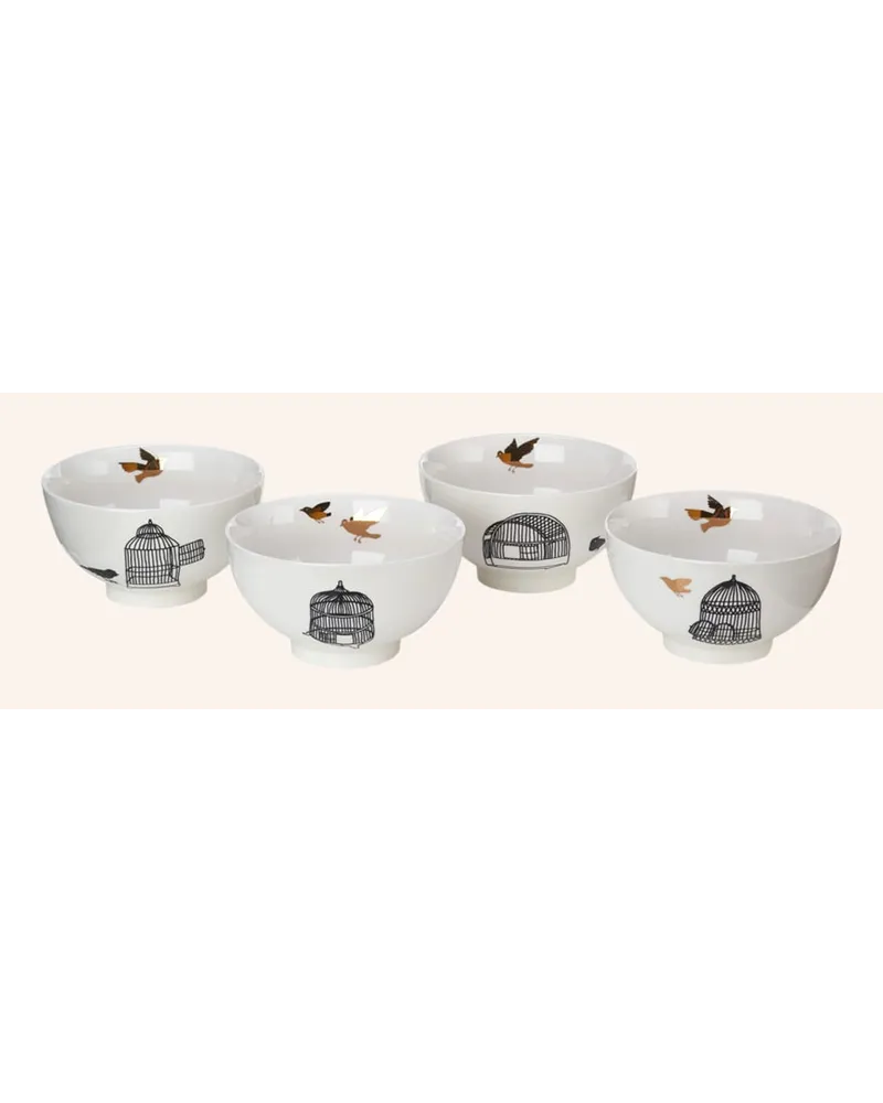 POLSPOTTEN 4er-Set Schalen FREEDOM BIRDS Weiss