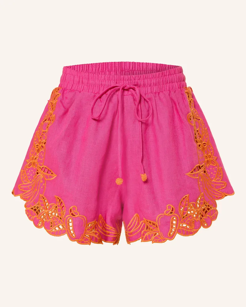 FARM Rio Leinenshorts Fruit Richiliuer Artisanal Mit Lochspitze pink Pink