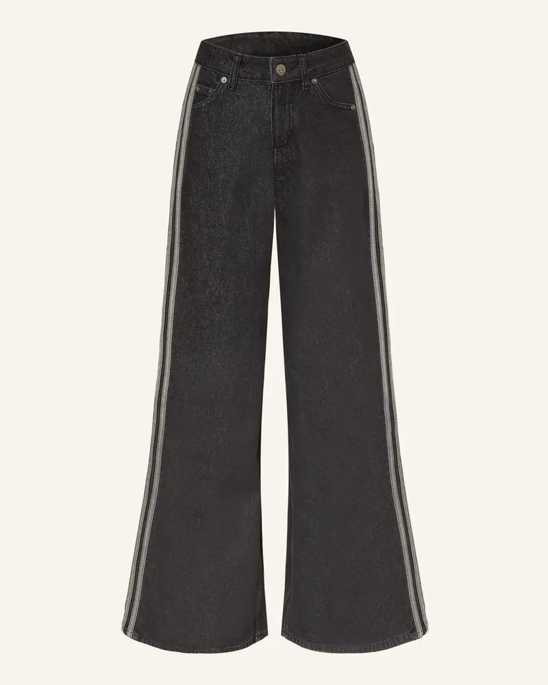 adidas Wide Leg Jeans Firebird Mit Galonstreifen schwarz Trublc