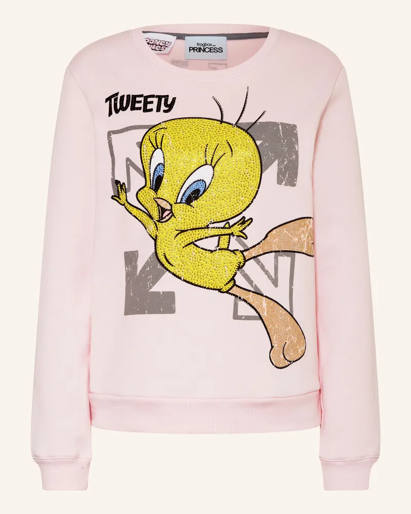Frogbox Sweatshirt mit Schmucksteinen Rosa