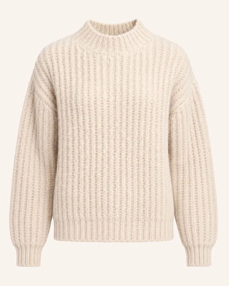 KIEFERMANN Kiefermann Rippstrickpullover Aus Wollgarn Mit Hohem Kragen Yakub beige Ecru