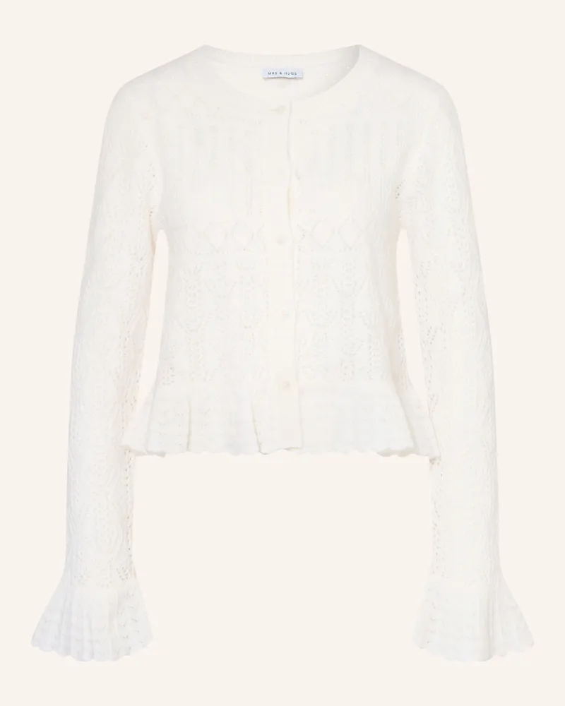 Mrs & HUGS Strickjacke Mit Cashmere weiss Weiss