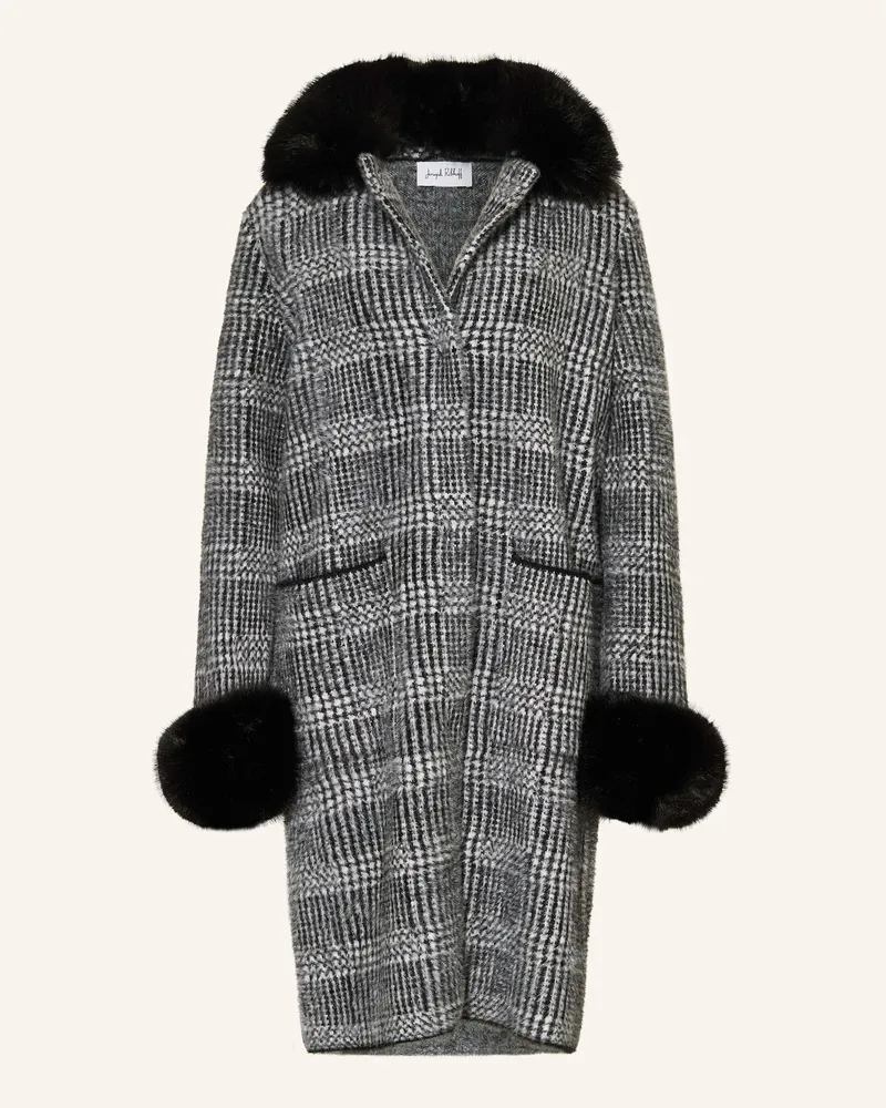 Joseph Ribkoff Mantel mit abnehmbarem Kunstfell Schwarz