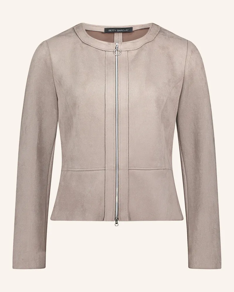 Betty Barclay Jerseyjacke In Lederoptik grau Taupe