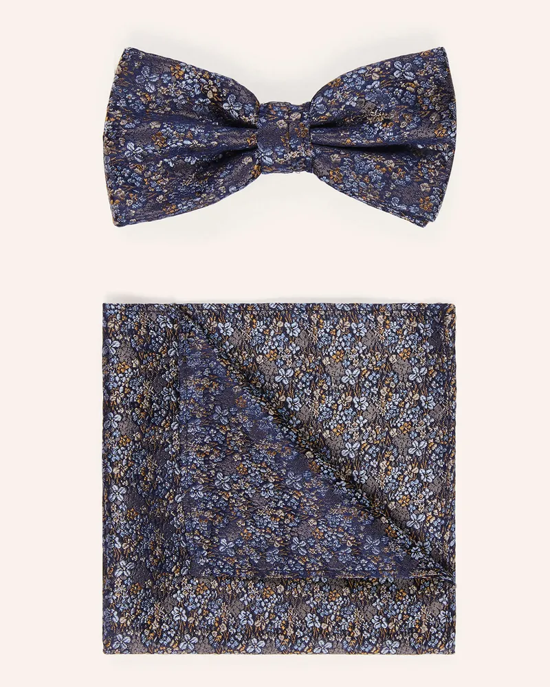 paul Set: Fliege Und Einstecktuch braun Blau