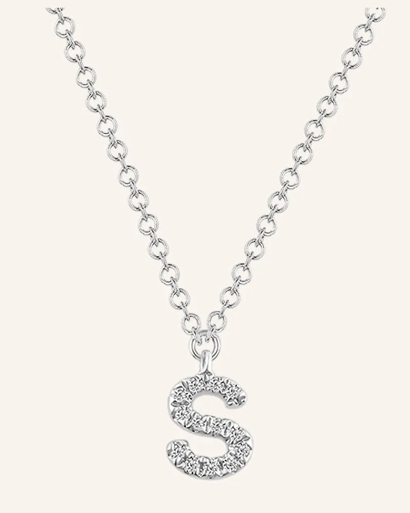 Leaf INITIALIEN Halskette „S“ aus 14 Karat Weißgold mit Diamanten Weissgold