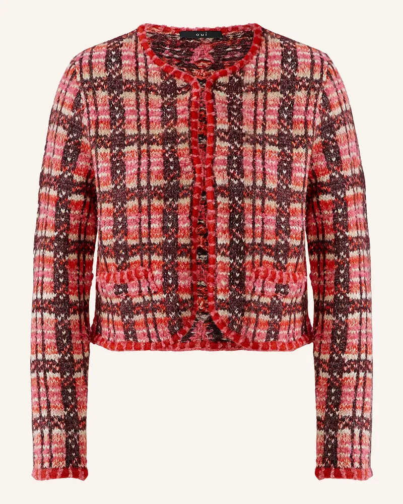 Oui  Strickjacke Mit Glitzergarn Und Pailletten rot Rot