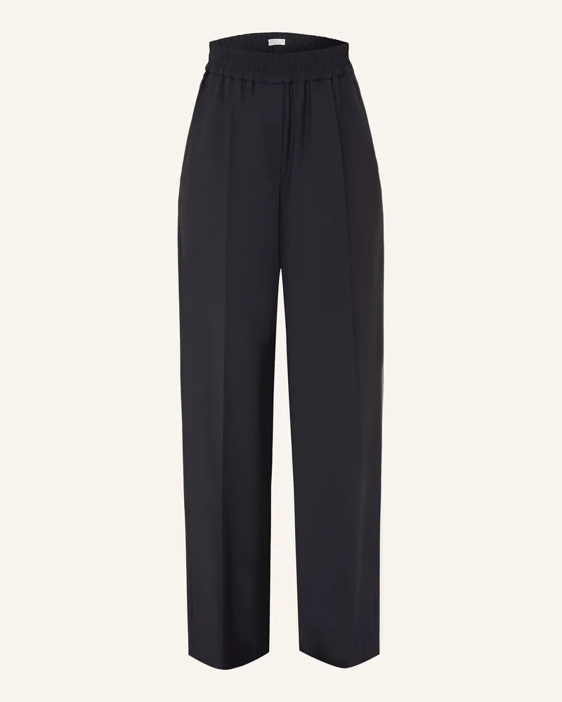 Brunello Cucinelli Marlenehose blau Dunkelblau