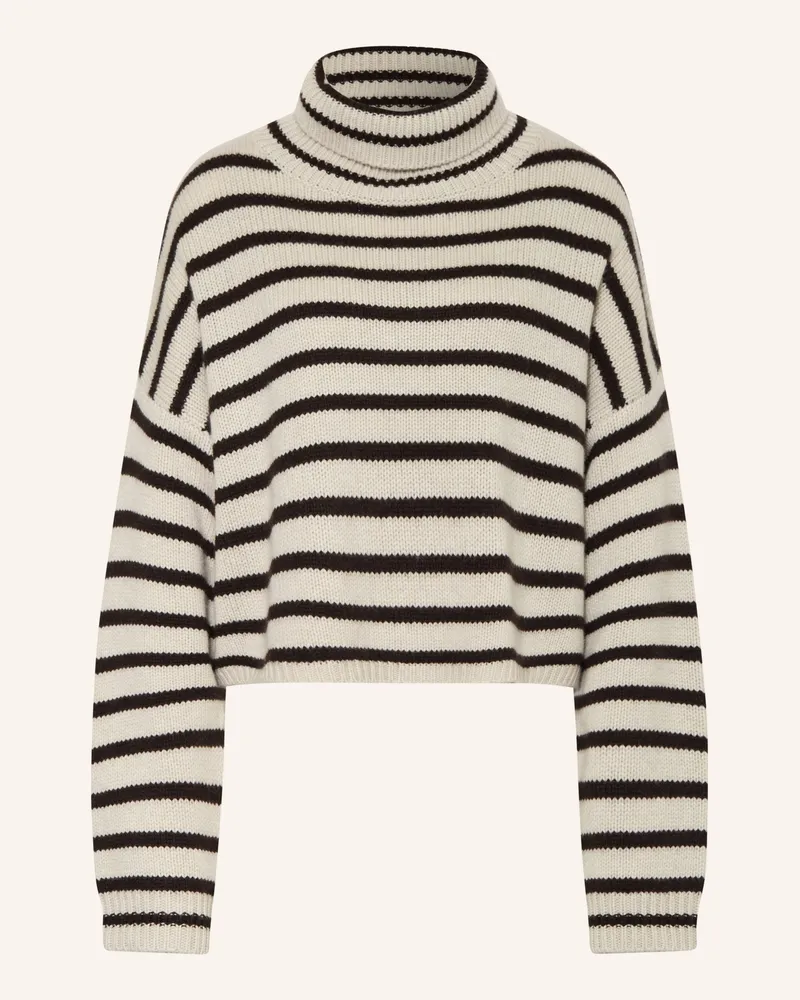 Lisa Yang Rollkragenpullover weiss Dunkelbraun