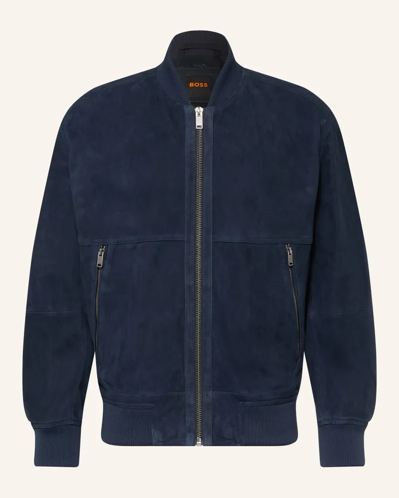 HUGO BOSS Lederblouson Jonorve blau Dunkelblau
