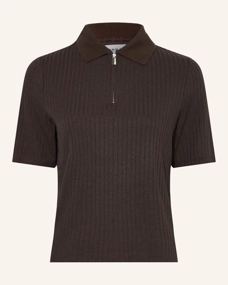 COMMA Strick-Poloshirt braun Dunkelbraun