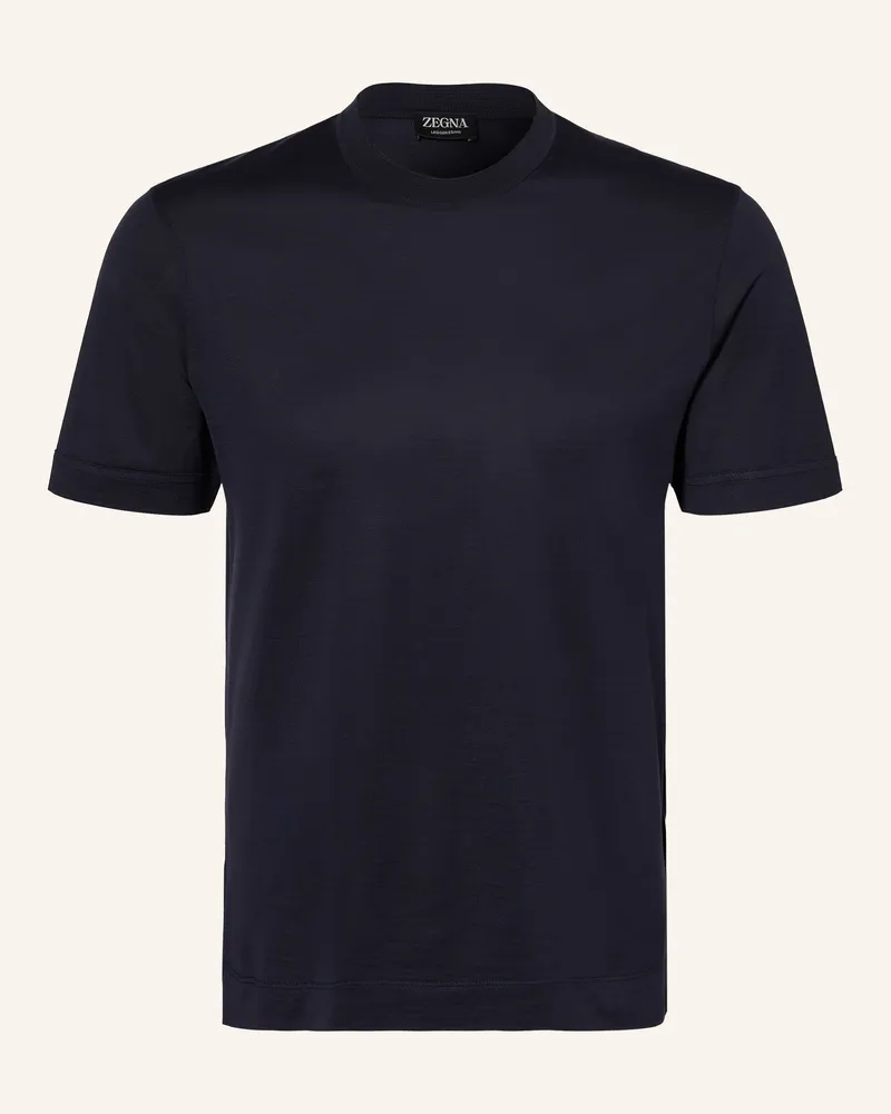 Ermenegildo Zegna T-Shirt mit Seide Dunkelblau