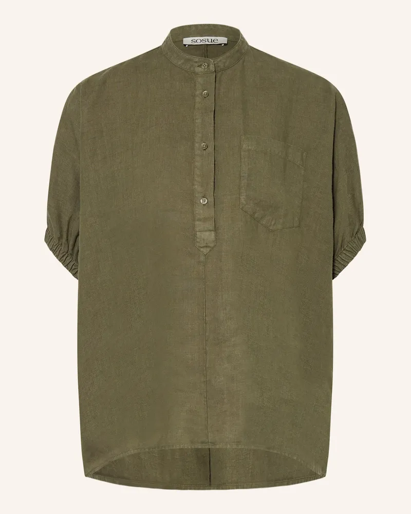SoSUE Blusenshirt aus Leinen Oliv