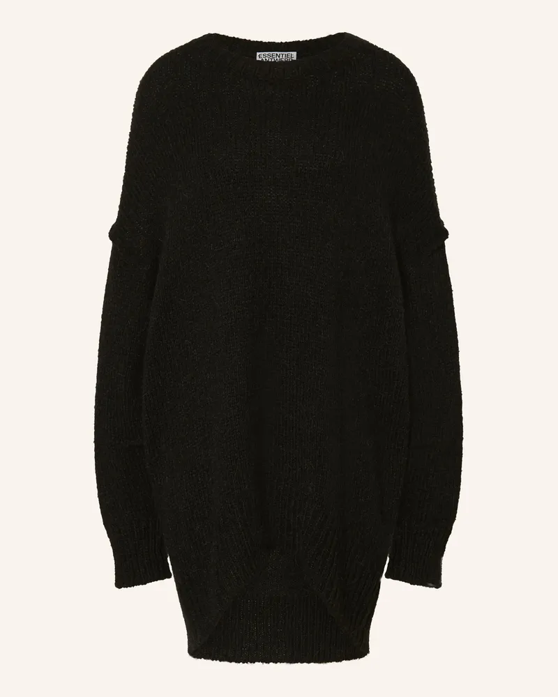 Essentiel Oversized-Pullover mit Rüschen Schwarz