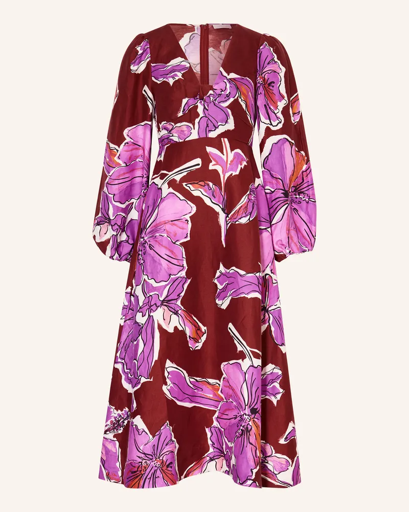 Rich&Royal Kleid mit Leinen Dunkelrot