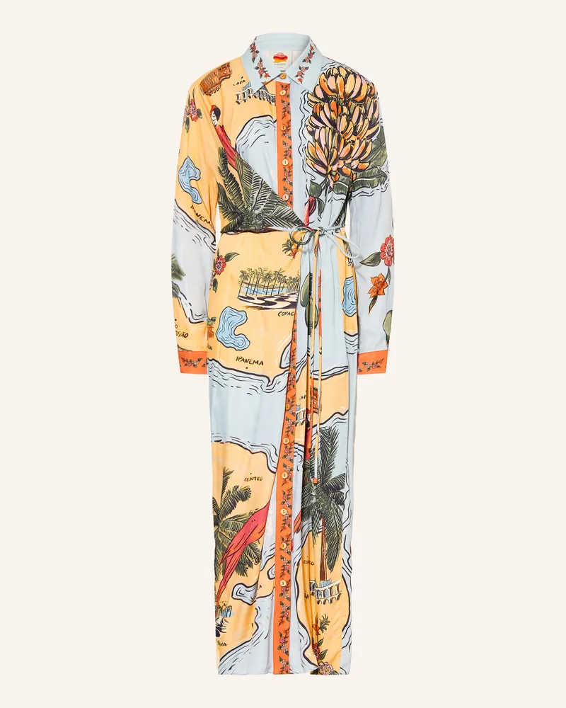FARM Rio Hemdblusenkleid Beaches Path blau Hellblau