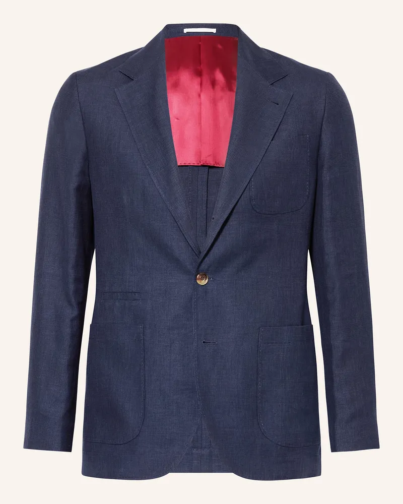 Brunello Cucinelli Sakko Extra Slim Fit mit Leinen Dunkelblau