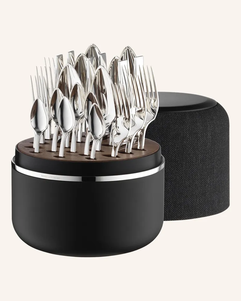 ROBBE & BERKING 24-tlg. Besteckset THE BOX RIVA - FROZEN BLACK EDITION (150g versilbert Silber