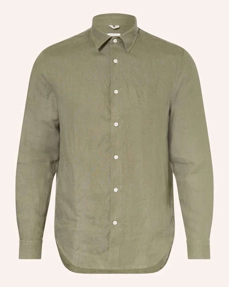 Arket Leinenhemd Regular Fit gruen Oliv