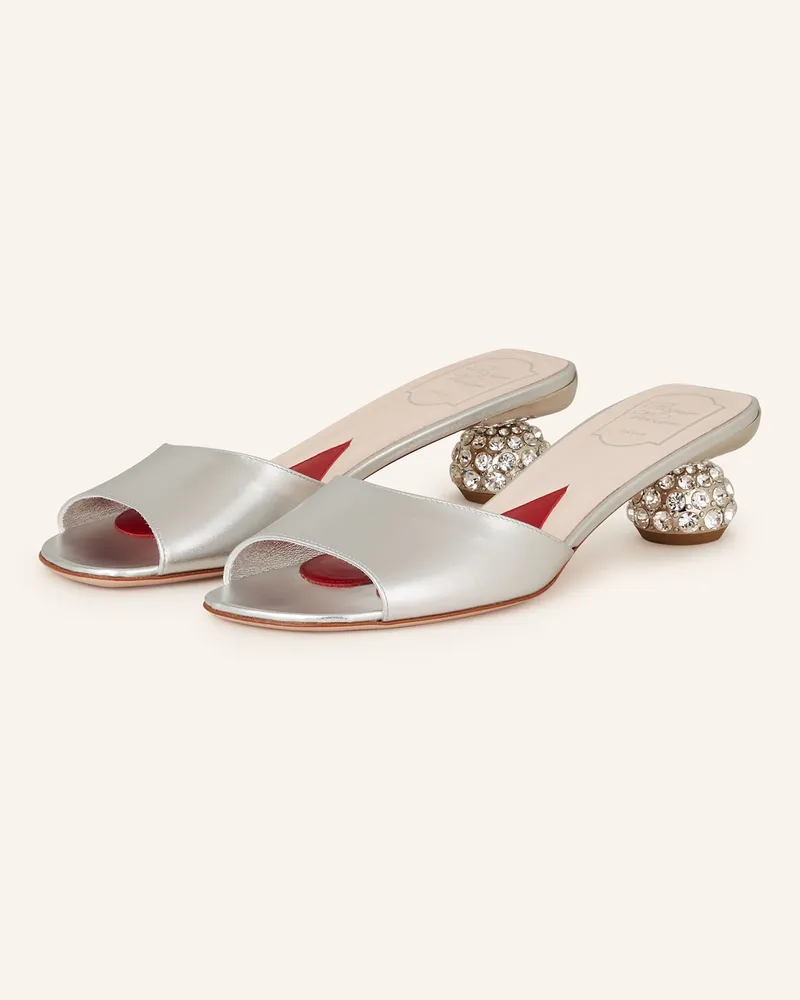 Roger Vivier Mules mit Schmucksteinen Silber