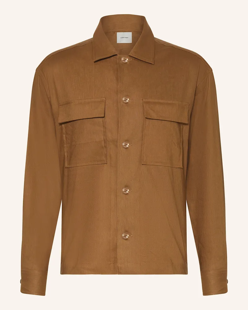 Calvin Klein Overjacket mit Leinen Braun
