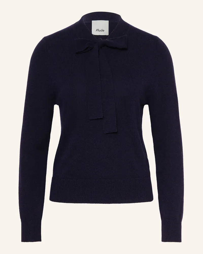 ALLUDE Pullover mit Schluppe und Cashmere Dunkelblau