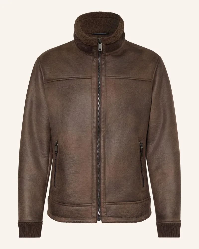 Milestone Jacke Msriano In Lederoptik braun Dunkelbraun