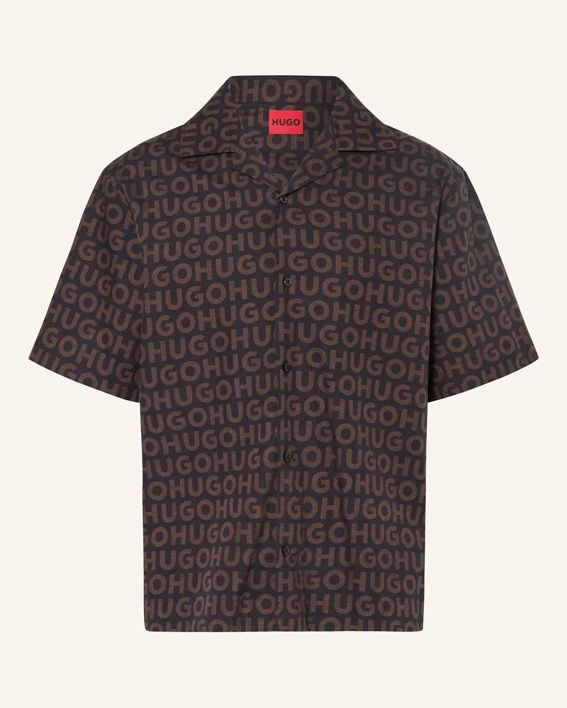 HUGO BOSS Resorthemd Espino Comfort Fit braun Schwarz