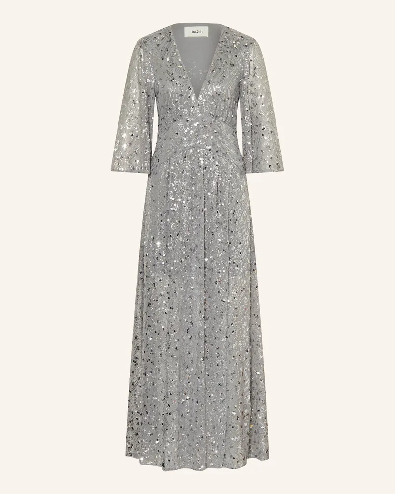 ba&sh Mesh-Kleid CONNY mit Pailletten Silber