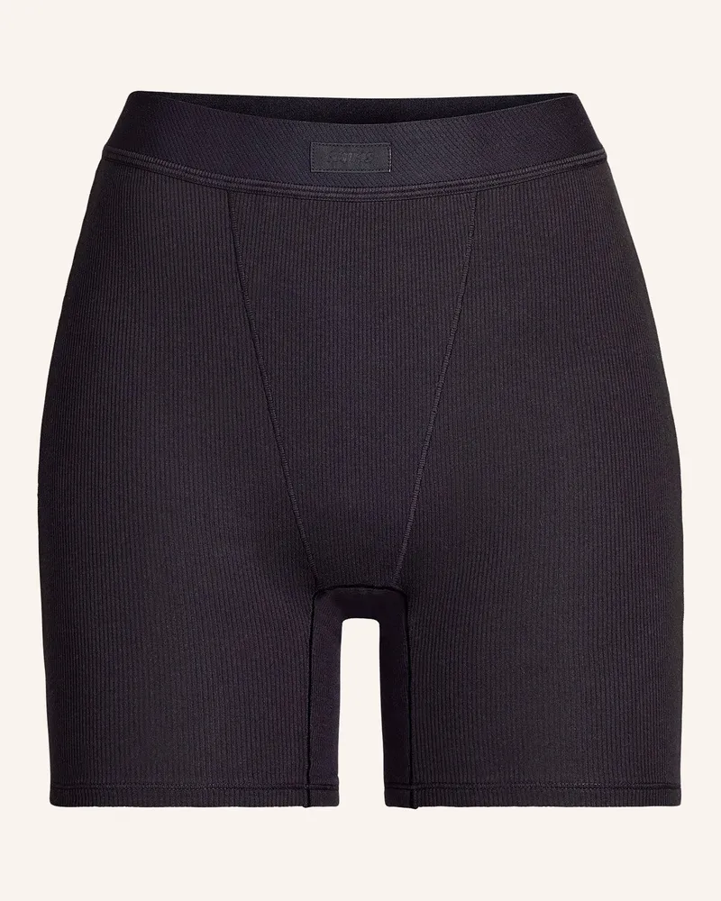 SKIMS Lounge-Shorts Cotton Rib schwarz Soot