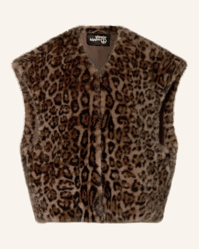 Yippie Hippie Kunstfell-Weste blau Braun