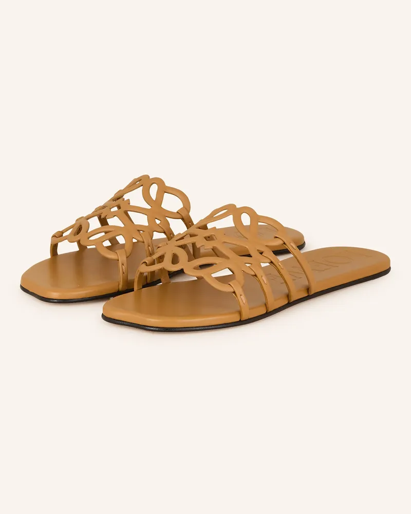 Loewe Pantoletten Petal Anagram beige Camel