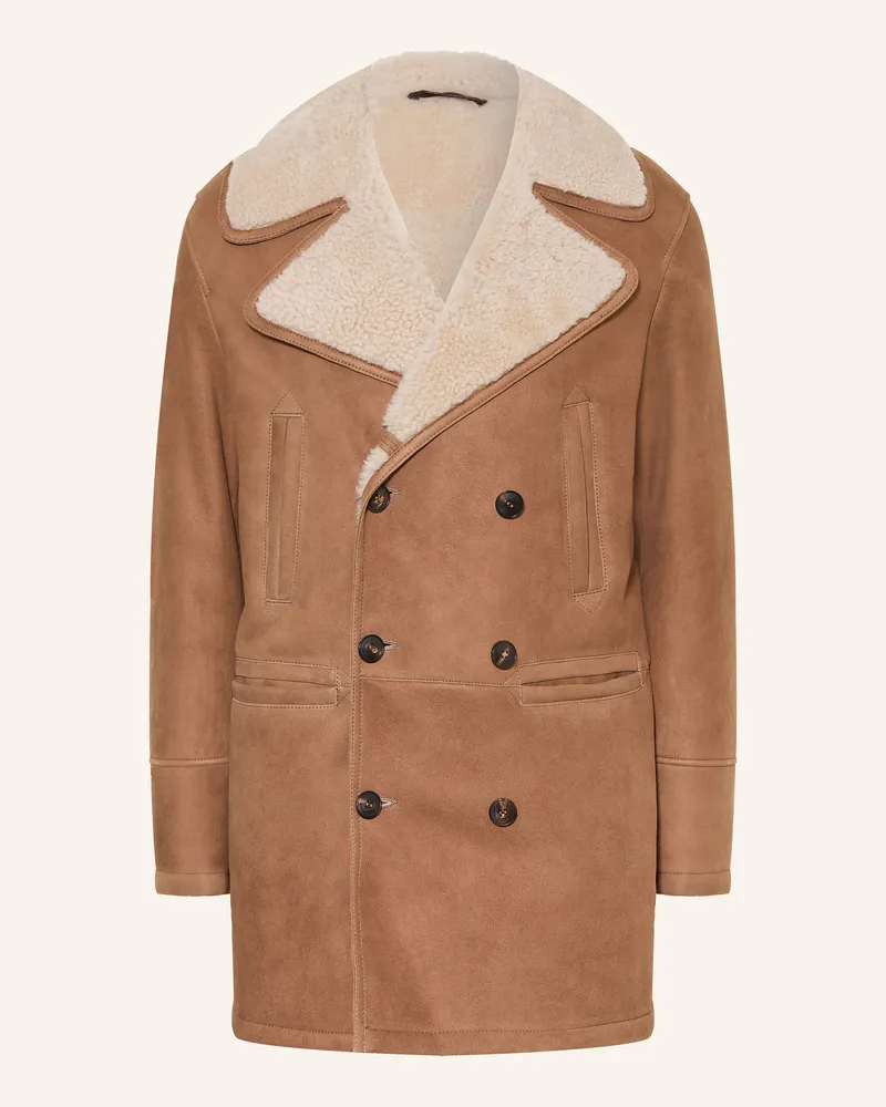 Manzoni 24 Ledermantel braun Camel