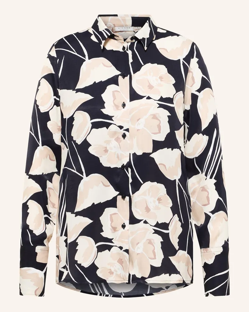 Eterna Hemdbluse aus Satin Schwarz