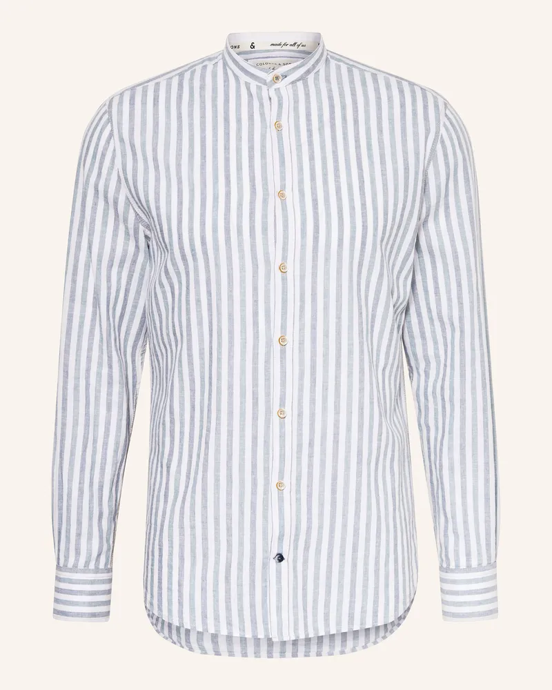colours & sons Hemd Slim Fit mit Leinen Weiss
